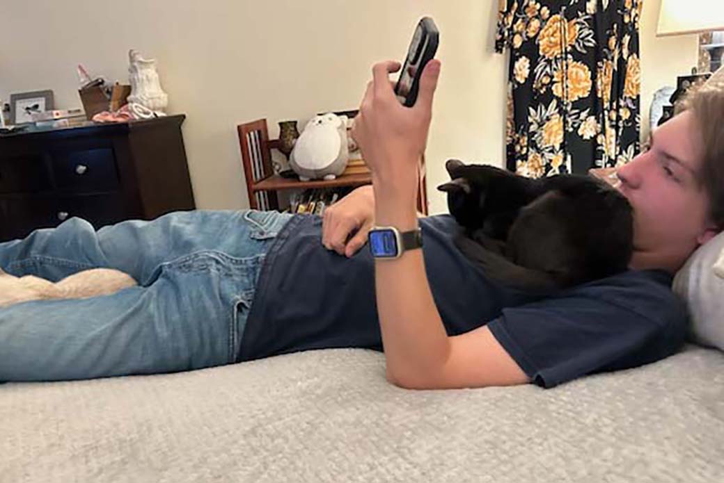 Nathan with Shadow and Simone